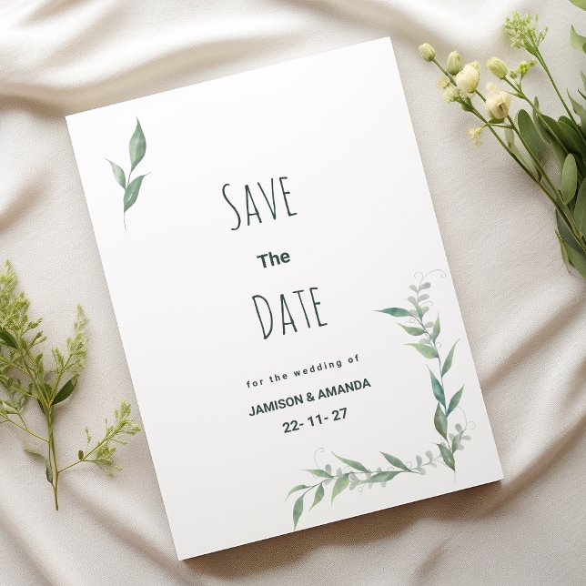 Minzkraut im Grünen Save the Date Einladung (Mint watercolor greenery wreath Save The Date )