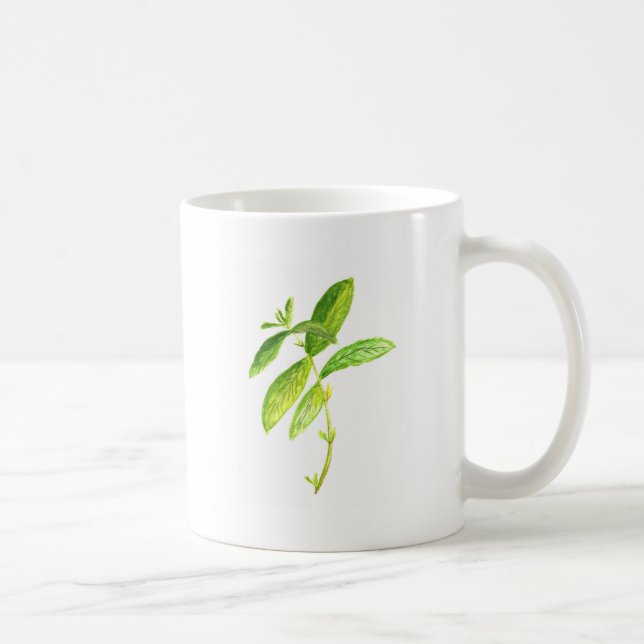 Minzkraut Wasserfarbe Botanischer Garten Tasse (Rechts)