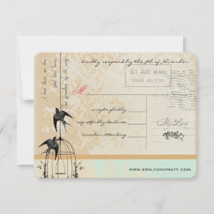 Minzrosa Rich Gold Damask Birdcage Wedding RSVP