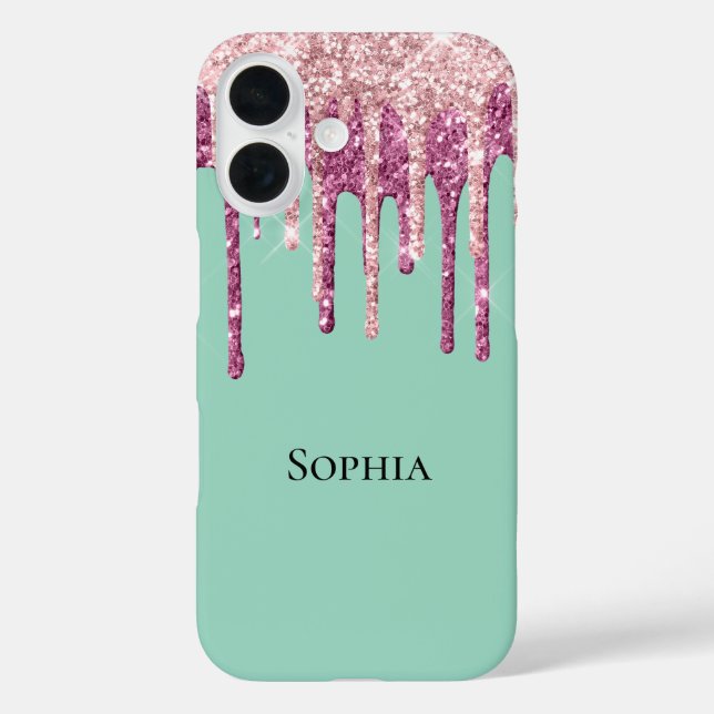 Minzrosa Rosa Eiscreme Glitzer Tropfen Case-Mate iPhone Hülle (Rückseite)