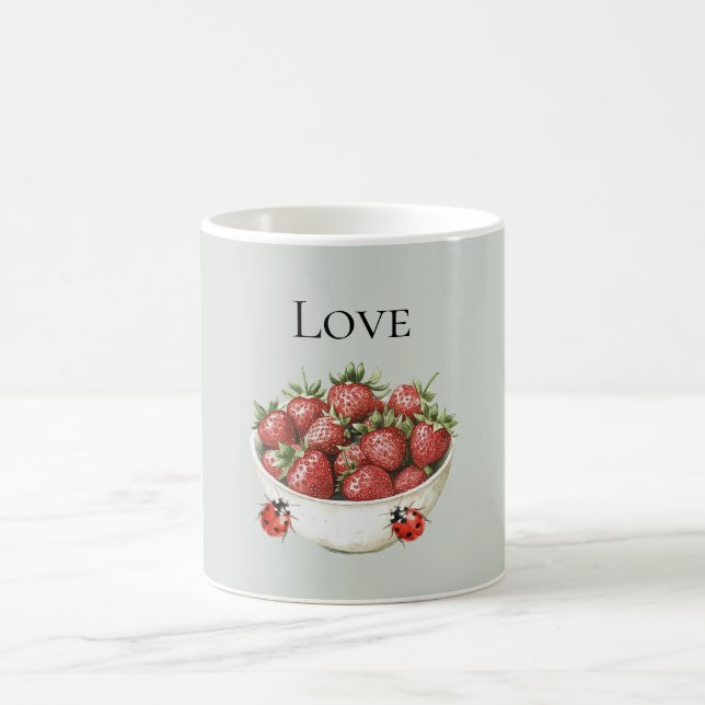 Minzrote Erdbeeren & Marienkäfer Kaffeetasse (Mittel)