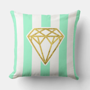 Minzstreifen mit Goldfolie Diamant Kissen