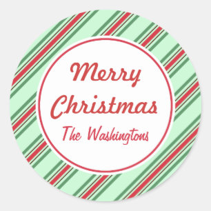 Minzstreifen-Weihnachtsaufkleber Runder Aufkleber