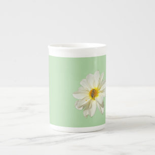 Minzweiße Blume & Honigbiene Bone China Tasse