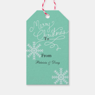 Minzweiße Schneeflocken Weihnachten Geschenkanhänger