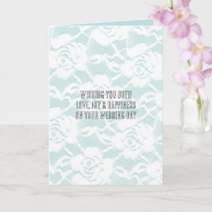 Minzweiße Spitzen Rose Blumenhochzeit Karte