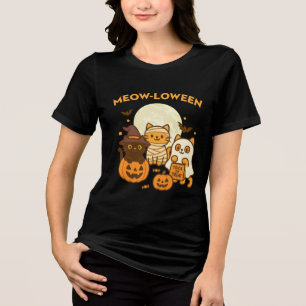 Mioween - Niedliches Halloween Cat Costume Design Tri-Blend Shirt