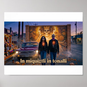 Miquiztli Calavera Paar beim Spaziergang - Poster