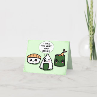 Mir gefällt die Art, wie du Kawaii Sushi Card spie Dankeskarte