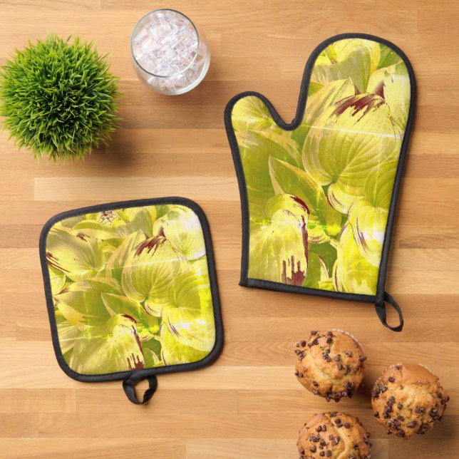 "Mir gefällt es heiß!" Ofenhandschuh & Topflappen-Set (Oben Unten)