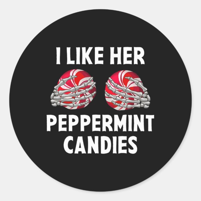 Mir gefällt ihr Peppermint Candies Funny Couples C Runder Aufkleber (Vorderseite)