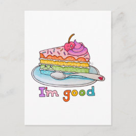Mir geht's gut, Kawaii Cartoon Regenbogen-Torte Po Postkarte