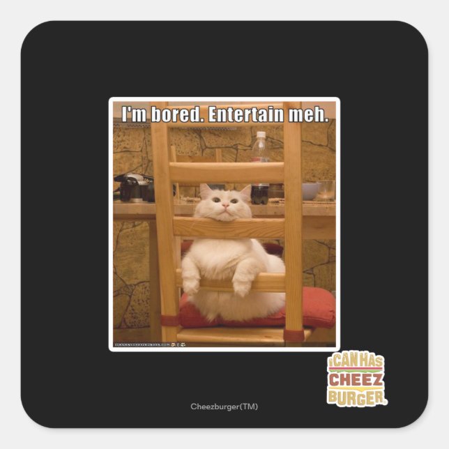 Mir ist langweilig. quadratischer aufkleber (Vorderseite)