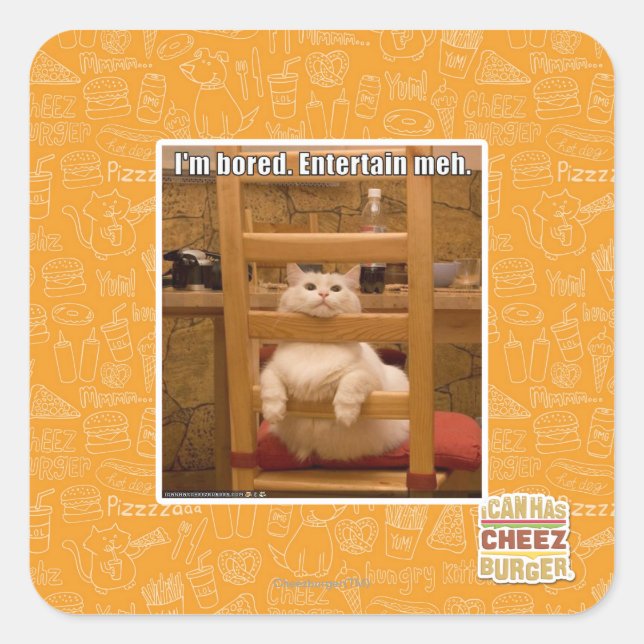 Mir ist langweilig. quadratischer aufkleber (Vorderseite)