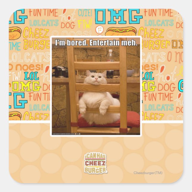 Mir ist langweilig. quadratischer aufkleber (Vorderseite)