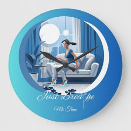 Mir Zeit einfach blau atmen Große Wanduhr