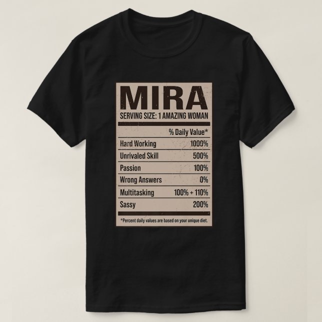 Mira Nutrition Fakten Name Nickname Alias Titel Fr T-Shirt (Design vorne)