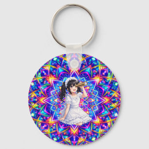 Mirabella im Farbenlicht – Kaleidoskop Mandala  Schlüsselanhänger