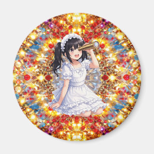 Mirabella in Golden Glow – Kaleidoscope Mandala  Magnet