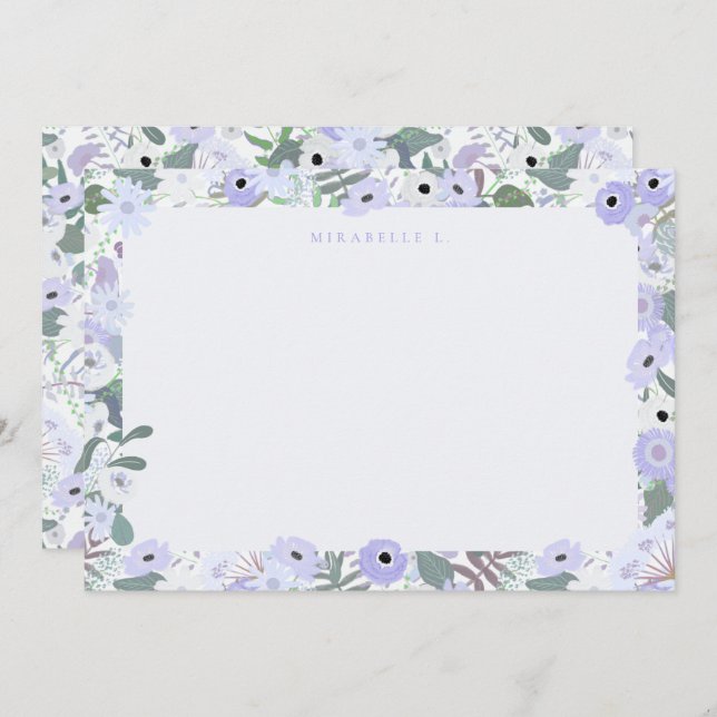 Mirabelle Flat Note Card in Lilac Mitteilungskarte (Vorne/Hinten)