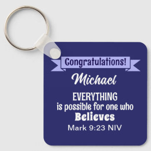 Miracle Bible Verse Christlich Faith Dark Blue Schlüsselanhänger