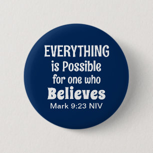 Miracle Bible Verse Christlich Faith Navy Blue Button