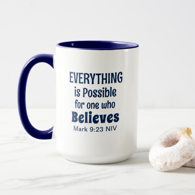 Miracle Bible Verse Christlich Faith Navy Blue Tasse (Mit Donut)