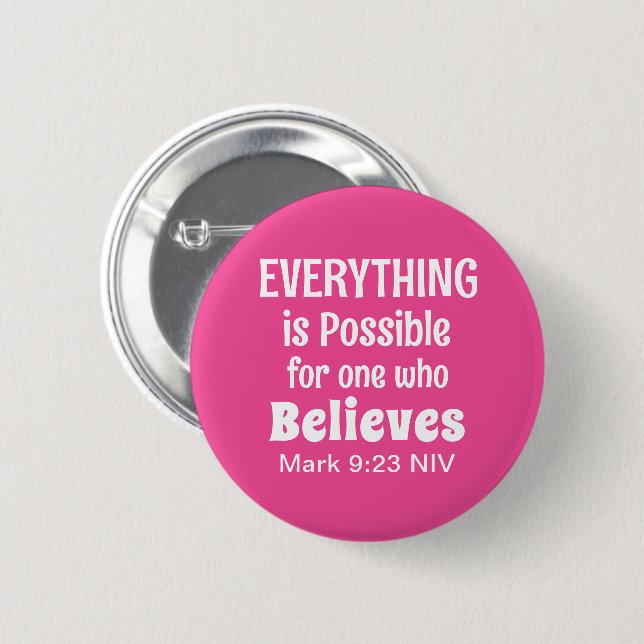 Miracle Bible Verse Christlich Faith Pink Button (Vorne & Hinten)