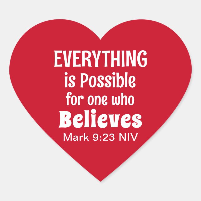 Miracle Bible Verse Christlich Faith Red Herz-Aufkleber (Vorderseite)