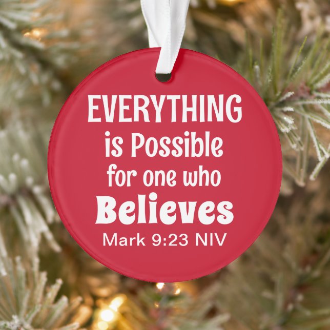 Miracle Bible Verse Christliche Glaube Rot und Wei Ornament (Baum)