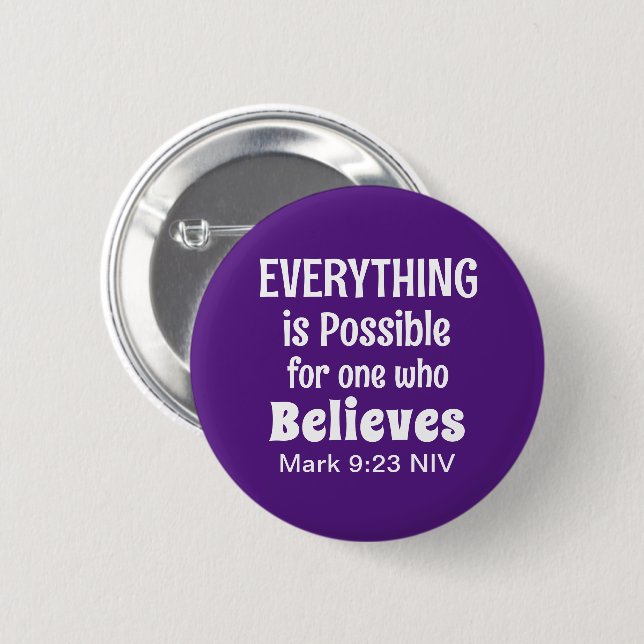 Miracle Bible Verse Christlicher Glaube Lila Button (Vorne & Hinten)