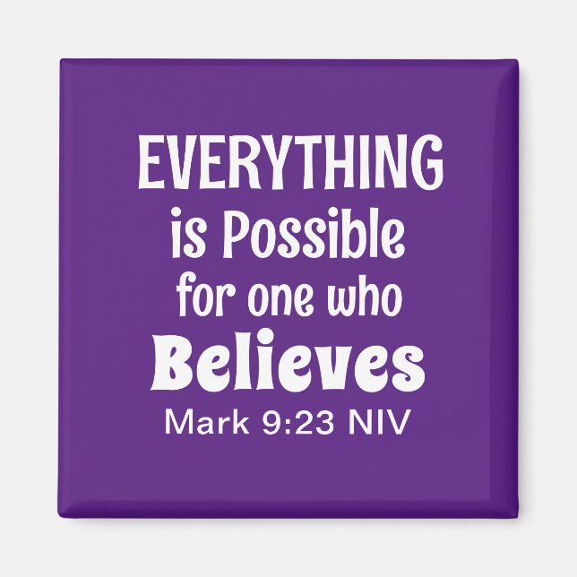 Miracle Bible Verse Christlicher Glaube Lila Magnet (Vorne)