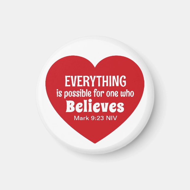 Miracle Bible Verse Red Heart Encouraging Believe Magnet (Vorne)