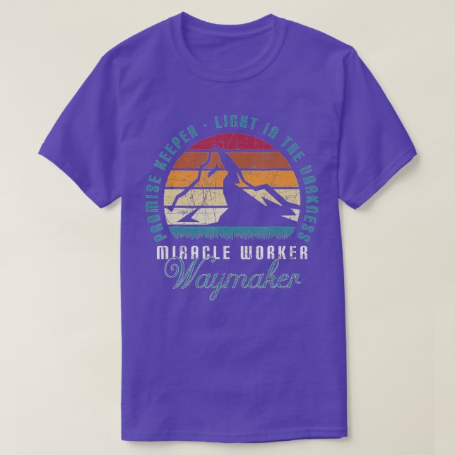 Miracle Worker Waymaker Retro Mountain Religious C T-Shirt (Design vorne)