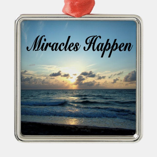 MIRACLES HAPPEN SILBERNES ORNAMENT (Vorne)