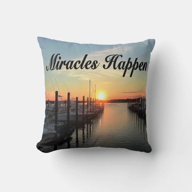 MIRACLES HAPPEN SUNSET FOTO DESIGN KISSEN (Vorderseite)