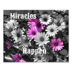Miracles passieren Daisy-Blume Inspiration Fotodruck