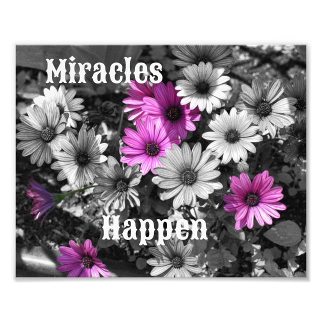 Miracles passieren Daisy-Blume Inspiration Fotodruck (Vorne)