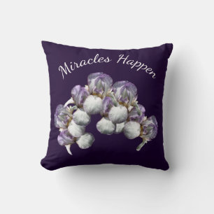 Miracles passieren Iris-Blume Inspiration Kissen