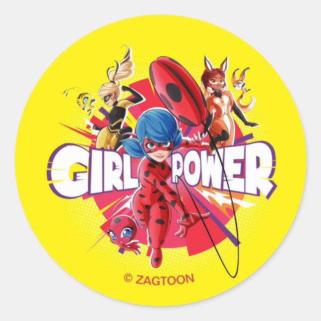 Miraculous Girl Power Runder Aufkleber (Vorderseite)