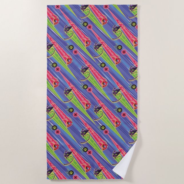 Miraculous Kwamis Tikki & Plagg Muster Strandtuch (Vorderseite)