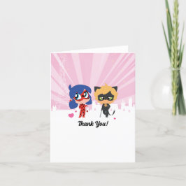 Miraculous Ladybug & Cat Noir Chibi Geburtstag Dankeskarte