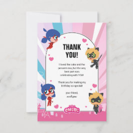 Miraculous Ladybug & Cat Noir Chibi Geburtstag Dankeskarte