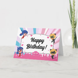 Miraculous Ladybug & Cat Noir Chibi Geburtstag Karte