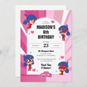 Miraculous Ladybug Chibi Geburtstag Einladung