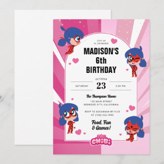 Miraculous Ladybug Chibi Geburtstag Einladung