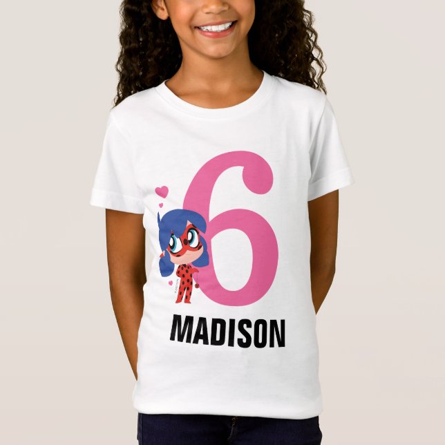 Miraculous Ladybug Chibi Geburtstag T-Shirt (Vorderseite)