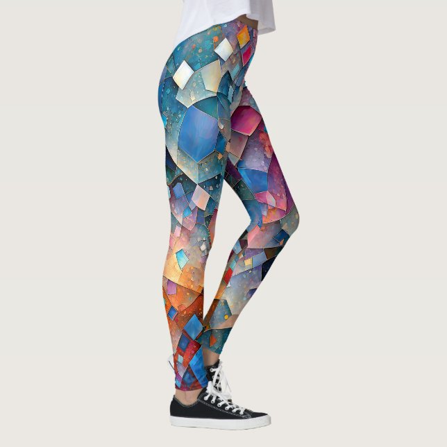 "Mirage Cascade" Farbenfrohe Abstrakte Kunst Leggings (Rechts)