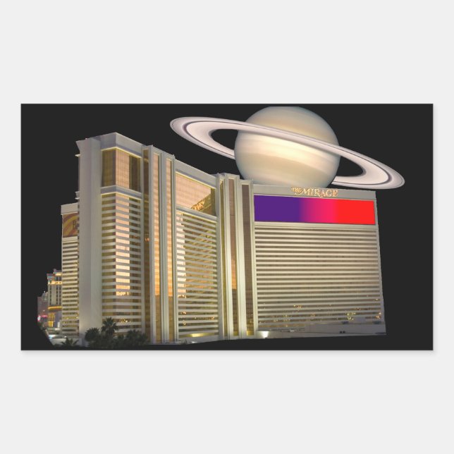 Mirage Las Vegas und Saturn Rechteckiger Aufkleber (Vorderseite)