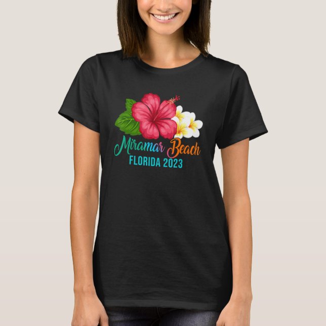 Miramar Beach Vacation Florida Tropischer Hibiskus T-Shirt (Vorderseite)